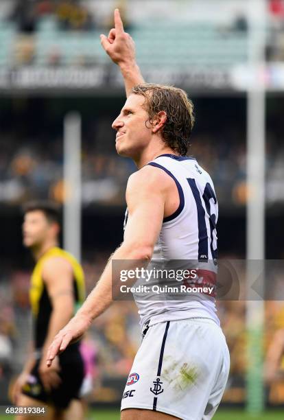 David Mundy of the Dockers celebrates kicking the winning goal during the round eight AFL match between the Richmond Tigers and the Fremantle Dockers...