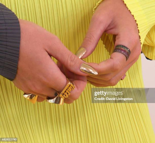 Singer Katy Perry, ring & nail detail, attends 102.7 KIIS FM's 2017 Wango Tango at StubHub Center on May 13, 2017 in Carson, California.