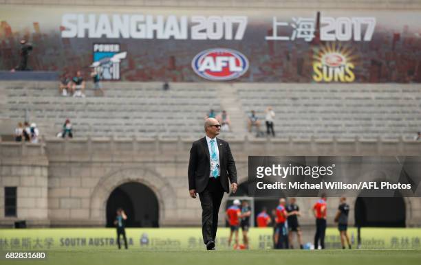 David Koch, Chairman of the Power looks on during the 2017 AFL round 08 match between the Gold Coast Suns and Port Adelaide Power at Jiangwan Sports...