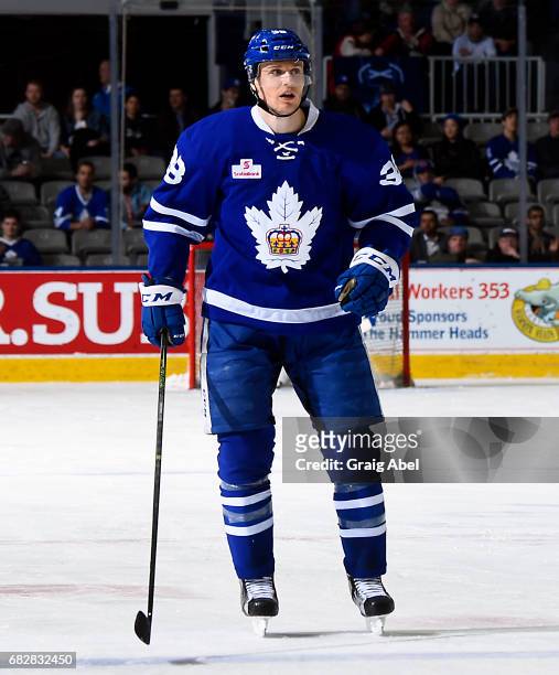 Colin Greening of the Toronto Marlies skates up ice against the Syracuse Crunch during game 4 action in the Division Final of the Calder Cup Playoffs...