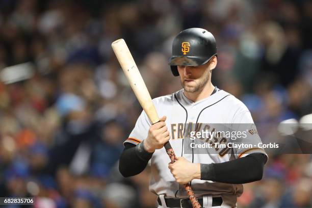 May 9: Conor Gillaspie of the San Francisco Giants batting during the San Francisco Giants Vs New York Mets regular season MLB game at Citi Field on...