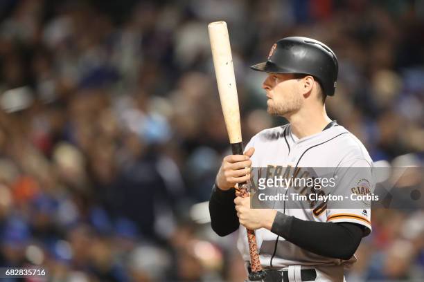 May 9: Conor Gillaspie of the San Francisco Giants batting during the San Francisco Giants Vs New York Mets regular season MLB game at Citi Field on...
