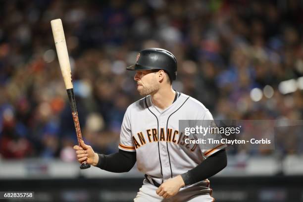 May 9: Conor Gillaspie of the San Francisco Giants batting during the San Francisco Giants Vs New York Mets regular season MLB game at Citi Field on...