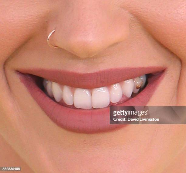 Singer Katy Perry, tooth jewelry & nose ring detail, attends 102.7 KIIS FM's 2017 Wango Tango at StubHub Center on May 13, 2017 in Carson, California.