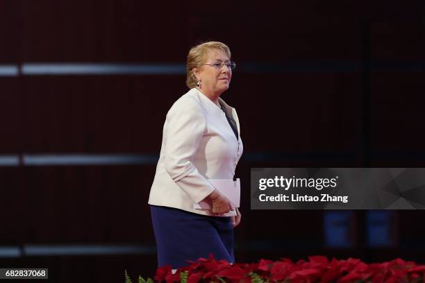 Chilean President Michelle Bachelet attends the Belt and Road Forum for International Cooperation on May 14, 2017 in Beijing, China.