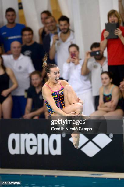 Tania Cagnotto dives after the competition during the 2017 Indoor Diving Italian Championships. Tania Cagnotto announced that this will be her last...