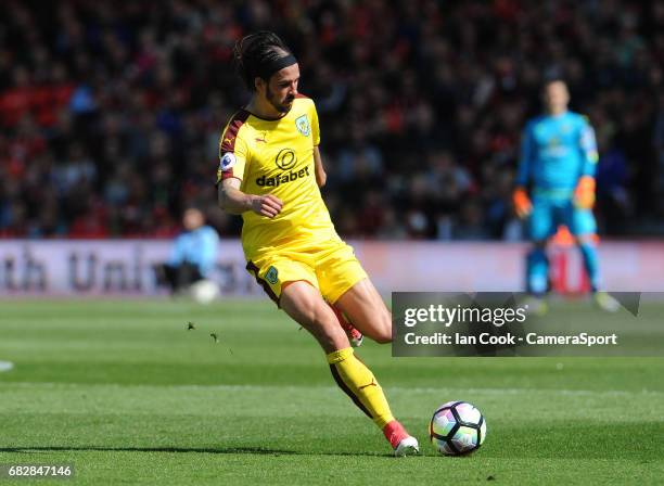 Burnley's George Boyd in action during the Premier League match between Bournemouth and Burnley at Vitality Stadium on May 13, 2017 in Bournemouth,...