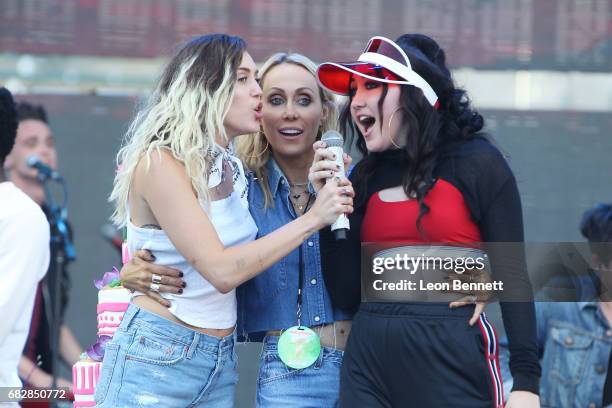 Miley Cyrus, Tish Cyrus and Noah Cyrus performs on stage at 102.7 KIIS FM's 2017 Wango Tango at StubHub Center on May 13, 2017 in Carson, California.