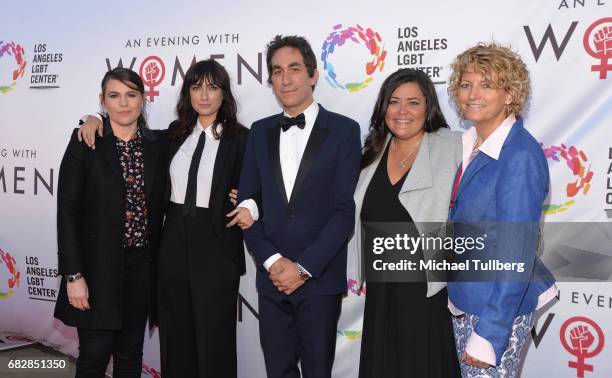 An Evening With Women co-chairs Clea DuVall, Mia Weier, Brent Bolthouse, Annie Goto and Kelly Lynch attend the Los Angeles LGBT Center's "An Evening...