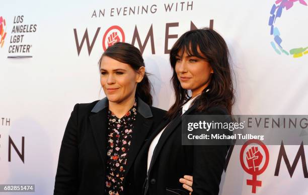 An Evening With Women co-chairs Clea DuVall and Mia Weier attend the Los Angeles LGBT Center's "An Evening With Women" benefit at Hollywood Palladium...