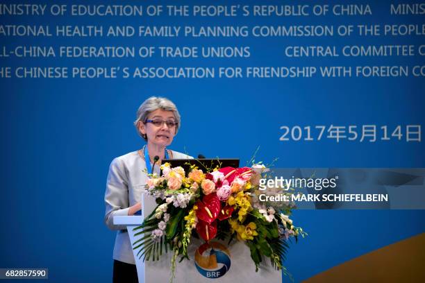Director General of the United Nations Educational, Scientific and Cultural Organisation Irina Bokova speaks during a session on people-to-people...