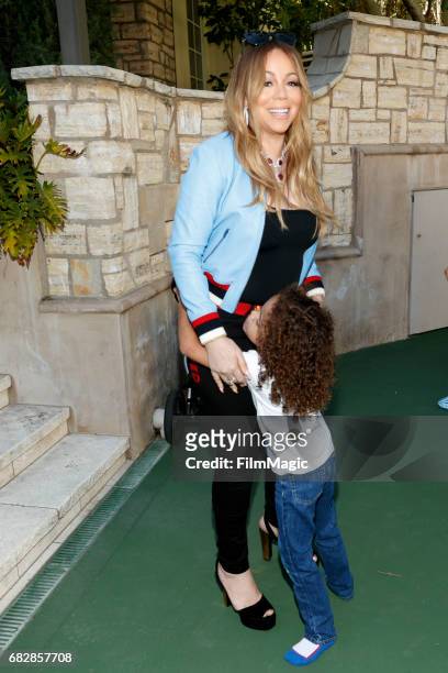 Singer Mariah Carey and Moroccan Scott Cannon attend the Moroccan Scott Cannon and Monroe Cannon Party on Mary 13 in Los Angeles, California.