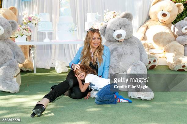 Singer Mariah Carey and Moroccan Scott Cannon attend the Moroccan Scott Cannon and Monroe Cannon Party on Mary 13 in Los Angeles, California.