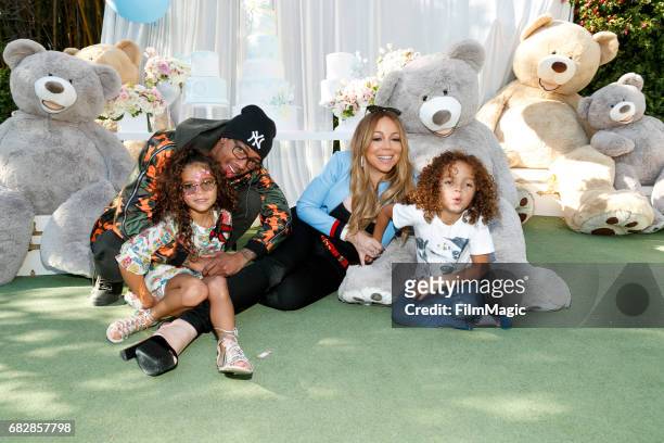 Monroe Cannon, Nick Cannon, Mariah Carey and Moroccan Scott Cannon attend the Moroccan Scott Cannon and Monroe Cannon Party on Mary 13 in Los...