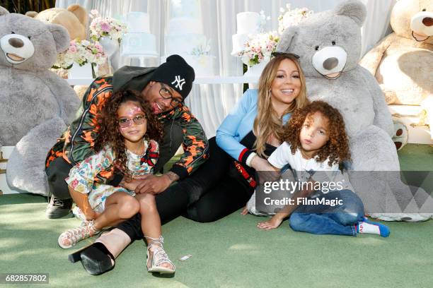 Monroe Cannon, Nick Cannon, Mariah Carey and Moroccan Scott Cannon attend the Moroccan Scott Cannon and Monroe Cannon Party on Mary 13 in Los...