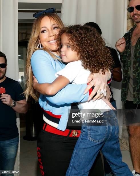 Singer Mariah Carey and Moroccan Scott Cannon attend the Moroccan Scott Cannon and Monroe Cannon Party on Mary 13 in Los Angeles, California.