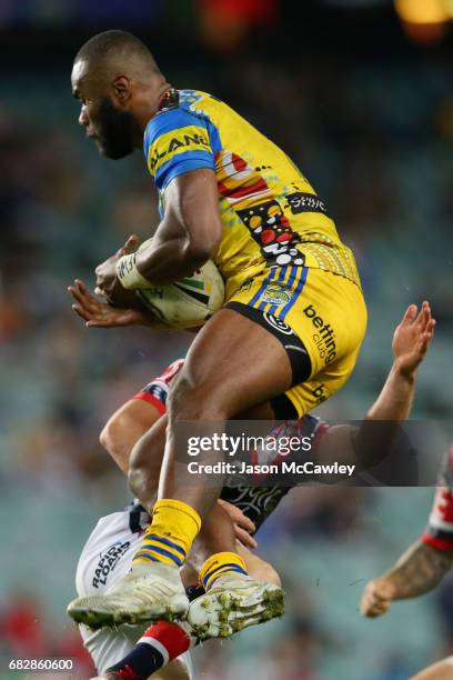 Michael Jennings of the Eels in action during the round 10 NRL match between the Sydney Roosters and the Parramatta Eels at Allianz Stadium on May...