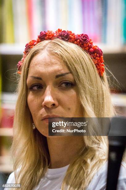 Inna Shevchenko during a conference about the Femen's book &quot;Rebéllion&quot; on May 13 in Lyon, France.