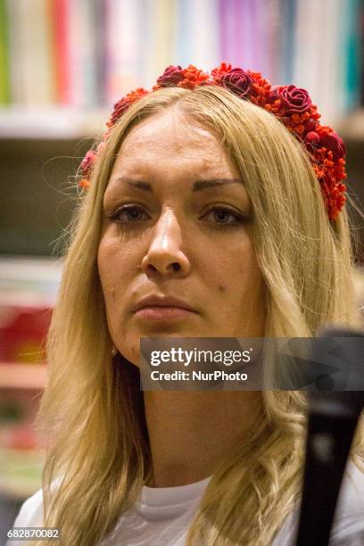 Inna Shevchenko during a conference about the Femen's book &quot;Rebéllion&quot; on May 13 in Lyon, France.