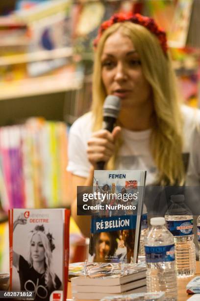 Inna Shevchenko during a conference about the Femen's book &quot;Rebéllion&quot; on May 13 in Lyon, France.