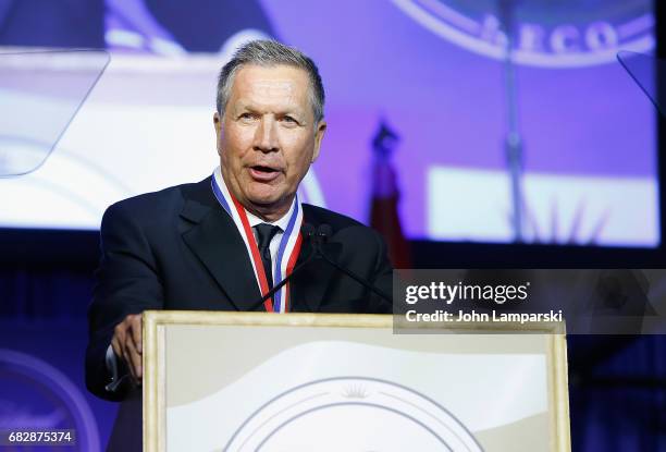 Ohio Governor, John Kasich attends 2017 Ellis Island Medals of Honor Ceremony at Ellis Island on May 13, 2017 in New York City.