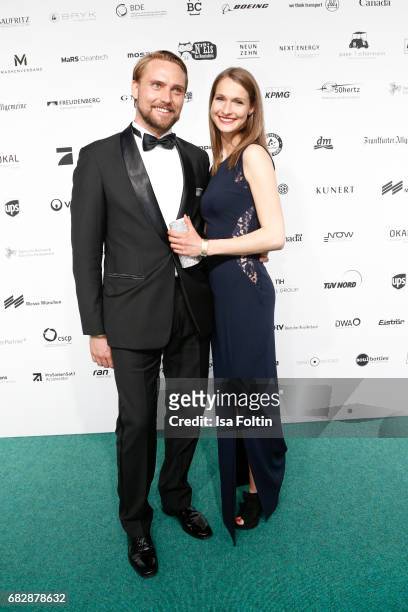 Model Miriam Mack and her partner Johannes Katt attend the GreenTec Awards at ewerk on May 12, 2017 in Berlin, Germany.