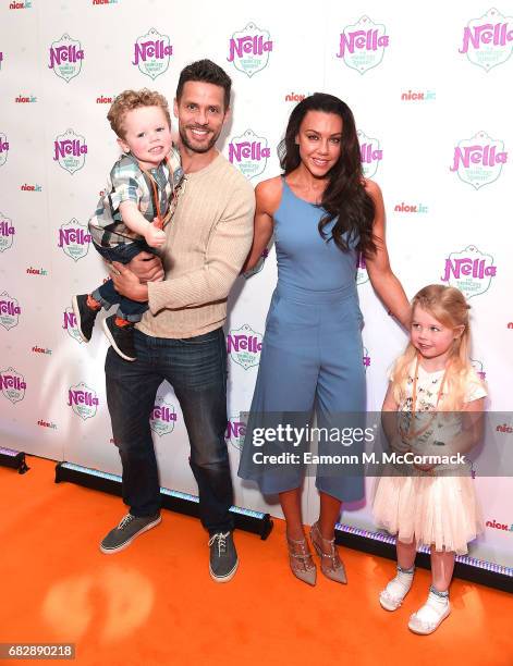 Hugh Hanley, Michelle Heaton, Aaron Hanley and Faith Michelle Hanley attend the UK premiere of the brand new Nick Jr. Show 'Nella the Princess...