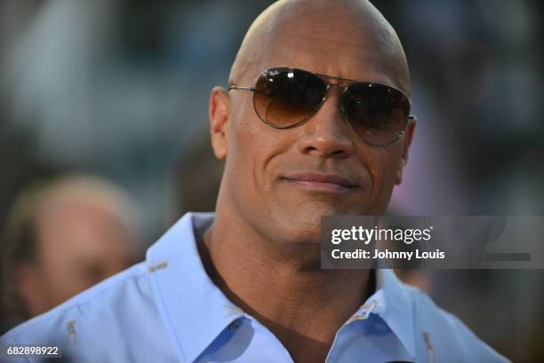 Dwayne Johnson attends Paramount Pictures' World Premiere of 'Baywatch' on May 13, 2017 in Miami Beach, Florida.