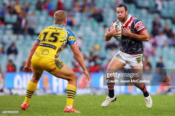 Boyd Cordner of the Roosters runs the ball during the round 10 NRL match between the Sydney Roosters and the Parramatta Eels at Allianz Stadium on...