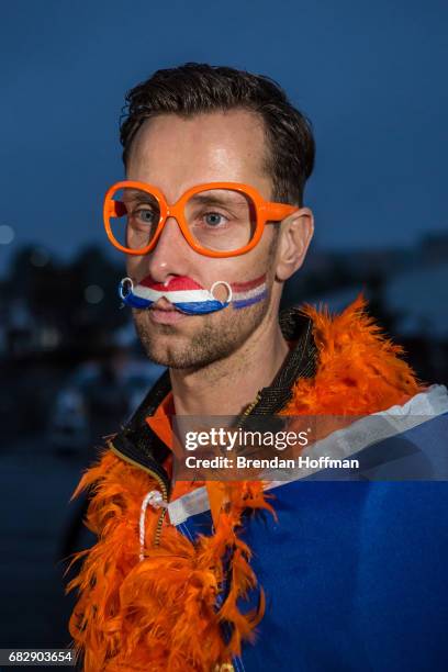 Dutch fan at the Eurovision Grand Final on May 13, 2017 in Kiev, Ukraine. Ukraine is the 62nd host of the annual iteration of the international song...