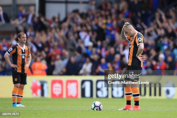 Kamil Grosicki of Hull City looks dejected after Crystal Palace third goal during the Premier League match between Crystal Palace and Hull City at...