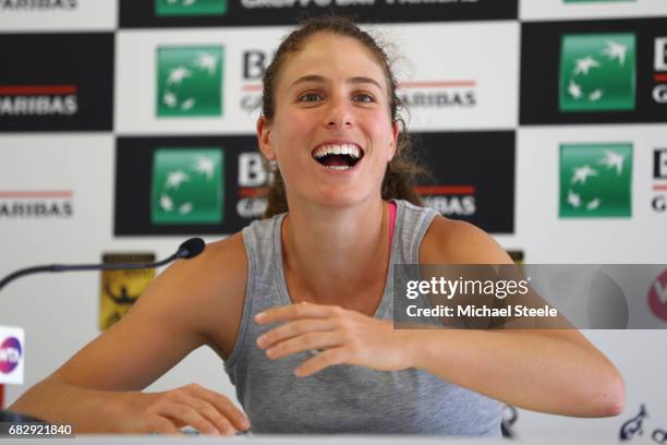 Johanna Konta of Great Britain during a press conference on Day Two of The Internazionali BNL d'Italia 2017 at the Foro Italico on May 14, 2017 in...