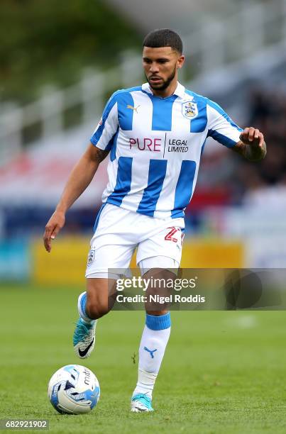 Nahki Wells of Huddersfield Town in action during the Sky Bet Championship Play Off Semi Final 1st leg match between Huddersfield Town and Sheffield...