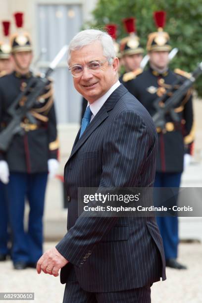 French National Assembly president Claude Bartolone arrives at the Elysee Palace prior to the handover ceremony for New French President Emmanuel...