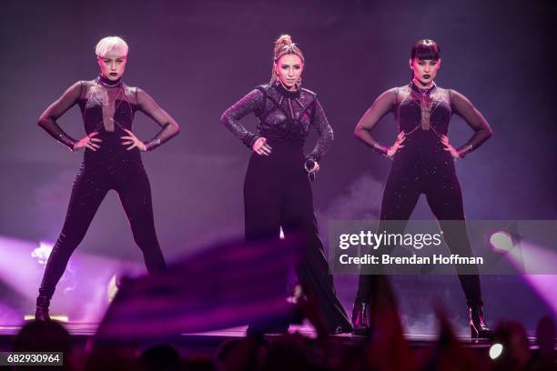 Artsvik , the contestant from Armenia, performs at the Eurovision Grand Final on May 13, 2017 in Kiev, Ukraine. Ukraine is the 62nd host of the...