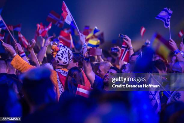 Fans await the start of the second Eurovision semi-final on May 11, 2017 in Kiev, Ukraine.Ukraine is the 62nd host of the annual iteration of the...