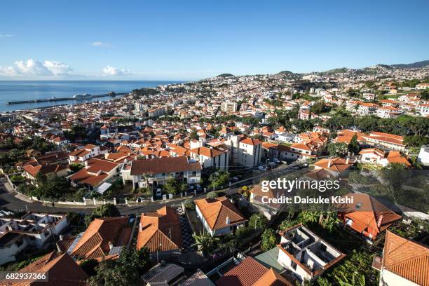 panoramic view of funchal, madeira - monte stock pictures, royalty-free photos & images