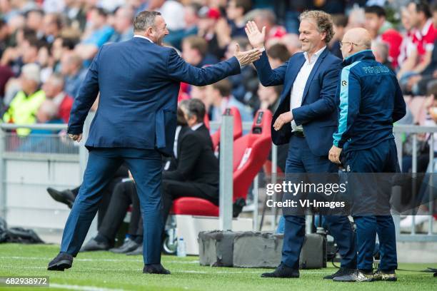 Coach Ron Jans of PEC Zwolle, assistant trainer Gert Peter de Gunst of PEC Zwolle, caretaker Erwin Vloedgraven of PEC Zwolleduring the Dutch...