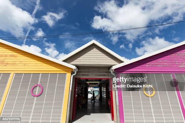 colorful warehouse in fort de france, martinique - fort de france stock pictures, royalty-free photos & images