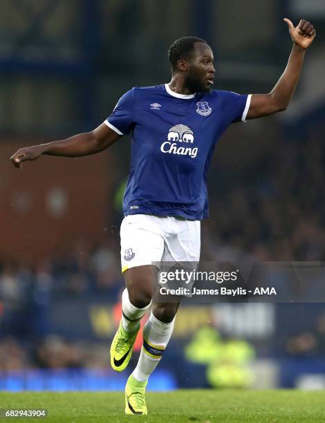 Romelu Lukaku of Everton during the Premier League match between Everton and Watford at Goodison Park on May 12, 2017 in Liverpool, England.