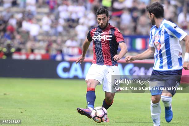 Saphir Taider of Bologna FC in action during the Serie A match between Bologna FC and Pescara Calcio at Stadio Renato Dall'Ara on May 14, 2017 in...