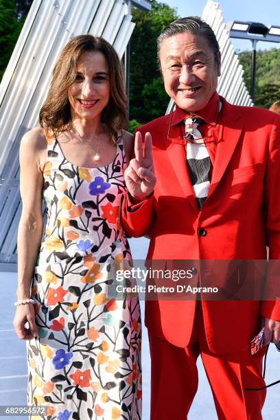 Silvia Grilli and Kansai Yamamoto attend the Louis Vuitton Resort 2018 show at the Miho Museum on May 14, 2017 in Koka, Japan.