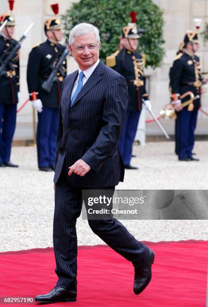 French National Assembly president Claude Bartolone arrives at the Elysee Presidential Palace for the handover ceremony between France's...