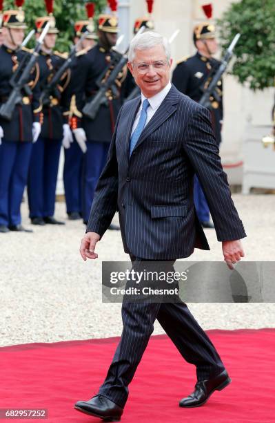 French National Assembly president Claude Bartolone arrives at the Elysee Presidential Palace for the handover ceremony between France's...