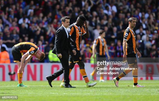 Hull City manager Marco Silva goes over to the away fans after the Premier League 4-0 defeat to Crystal Palace at Selhurst Park on May 14, 2017 in...