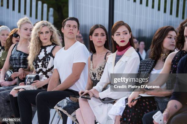 Laura Harrier and Riley Keough attend the Louis Vuitton Resort 2018 show at the Miho Museum on May 14, 2017 in Koka, Japan.