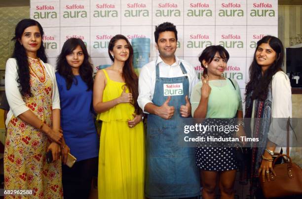 Chef Kunal Kapur and celebrity nutritionist Pooja Makhija during the launch of Saffola Aura - the new Super Oil with Olive Oil and Flaxseed Oil, at...