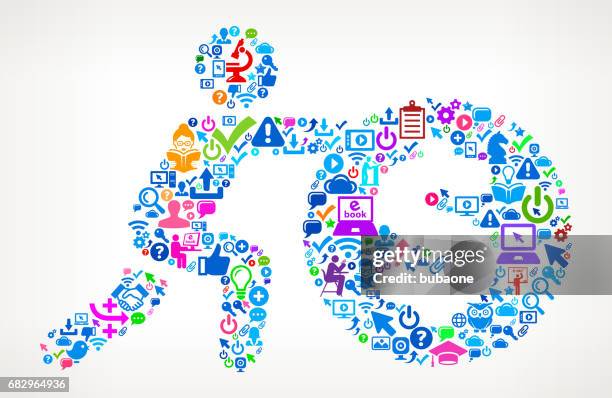 pushing coin modern education and college degree icon pattern - face pushing through stock illustrations