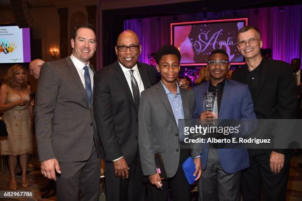 Actor Mark-Paul Gosselaar, honoree Paris Barclay , William Barclay, Cyrus Barclay and Christopher Mason attend Aviva Family And Children's Services'...