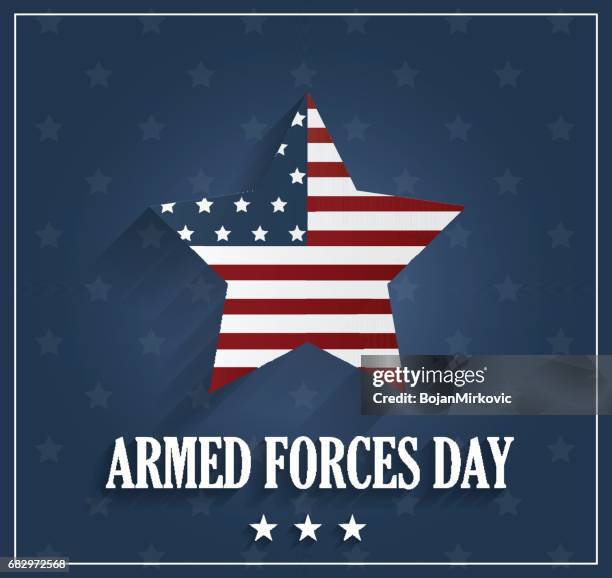 ilustraciones, imágenes clip art, dibujos animados e iconos de stock de día de las fuerzas armadas sobre fondo azul con rayas estrellas - armed forces day